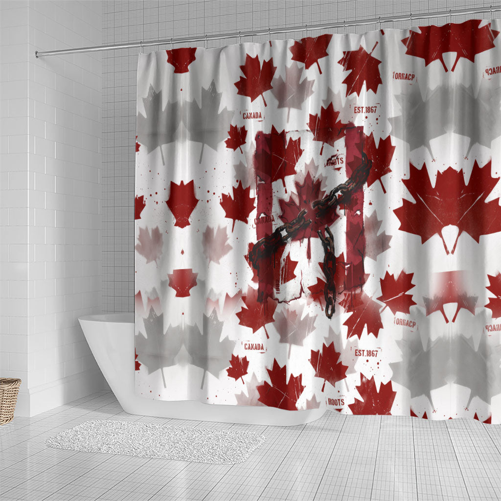 Canada Day Shower Curtain Constitutional Autonomy 1982 Vintage - Broken Chains Freedom