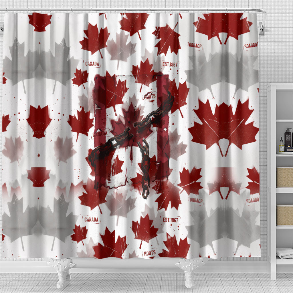 Canada Day Shower Curtain Constitutional Autonomy 1982 Vintage - Broken Chains Freedom