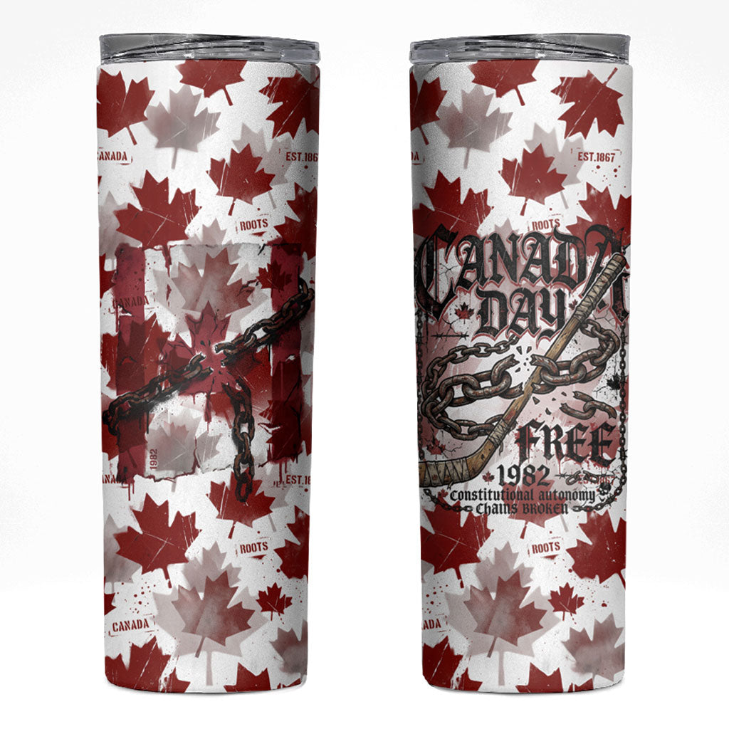 Canada Day Skinny Tumbler Constitutional Autonomy 1982 Vintage - Broken Chains Freedom