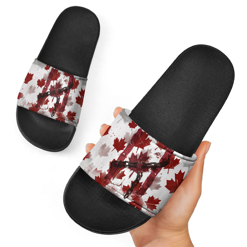 Canada Day Slide Sandals Constitutional Autonomy 1982 Vintage - Broken Chains Freedom