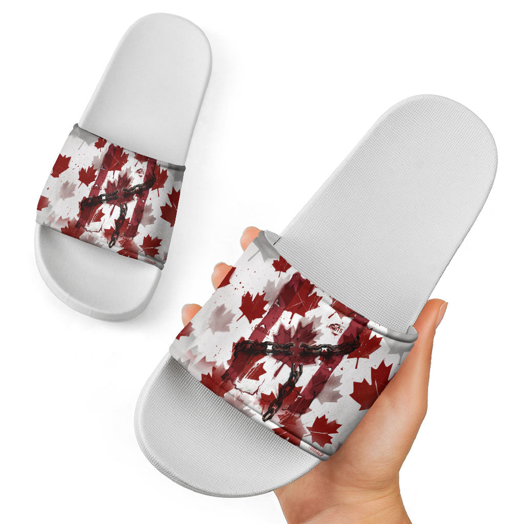 Canada Day Slide Sandals Constitutional Autonomy 1982 Vintage - Broken Chains Freedom