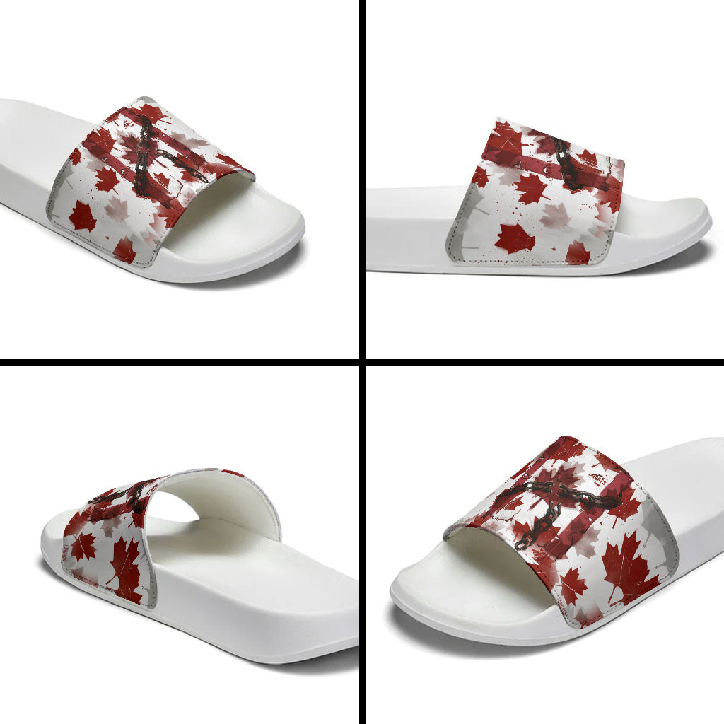 Canada Day Slide Sandals Constitutional Autonomy 1982 Vintage - Broken Chains Freedom