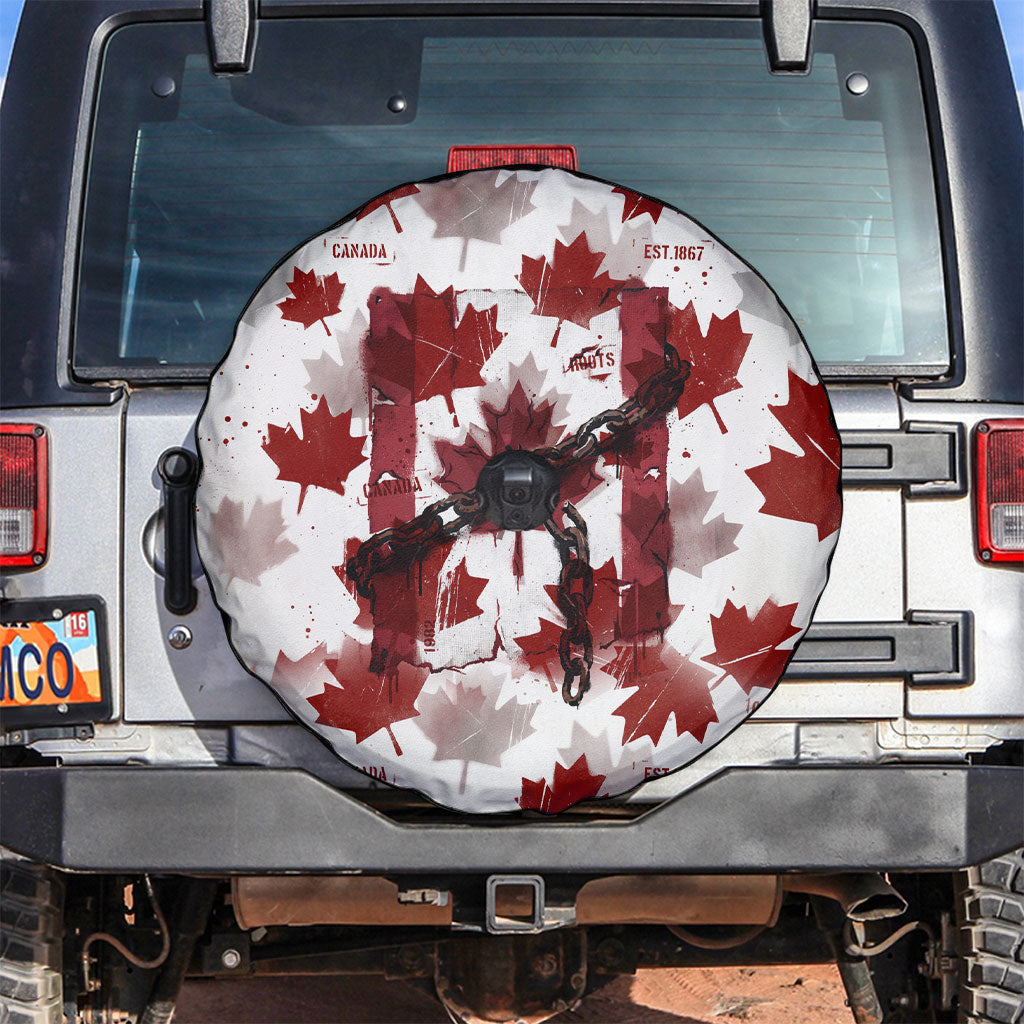 Canada Day Spare Tire Cover Constitutional Autonomy 1982 Vintage - Broken Chains Freedom