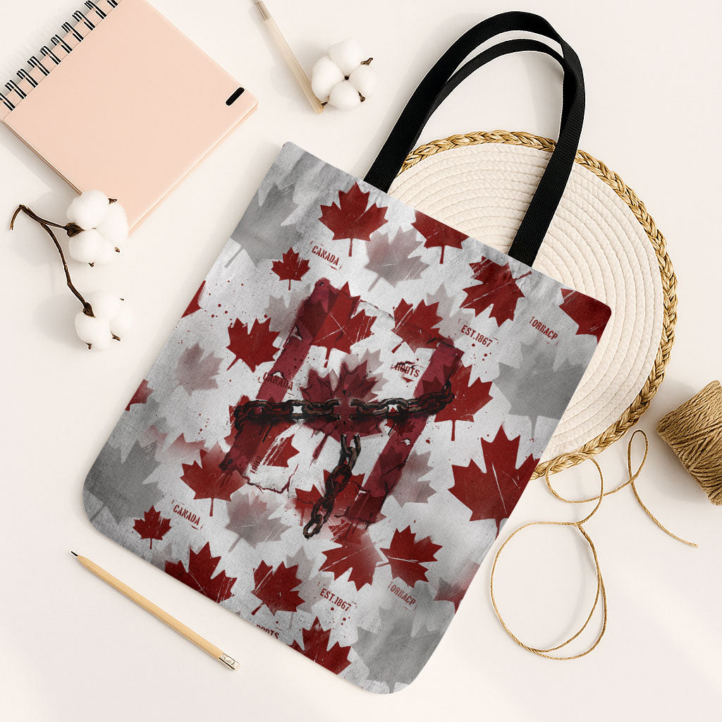 Canada Day Tote Bag Constitutional Autonomy 1982 Vintage - Broken Chains Freedom