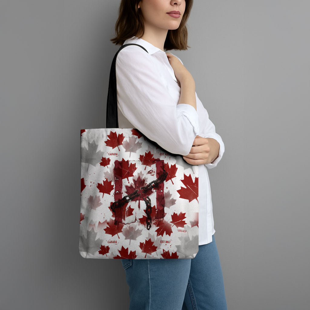 Canada Day Tote Bag Constitutional Autonomy 1982 Vintage - Broken Chains Freedom