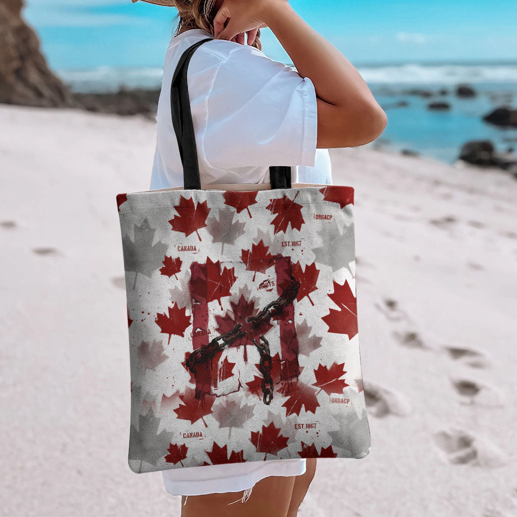 Canada Day Tote Bag Constitutional Autonomy 1982 Vintage - Broken Chains Freedom