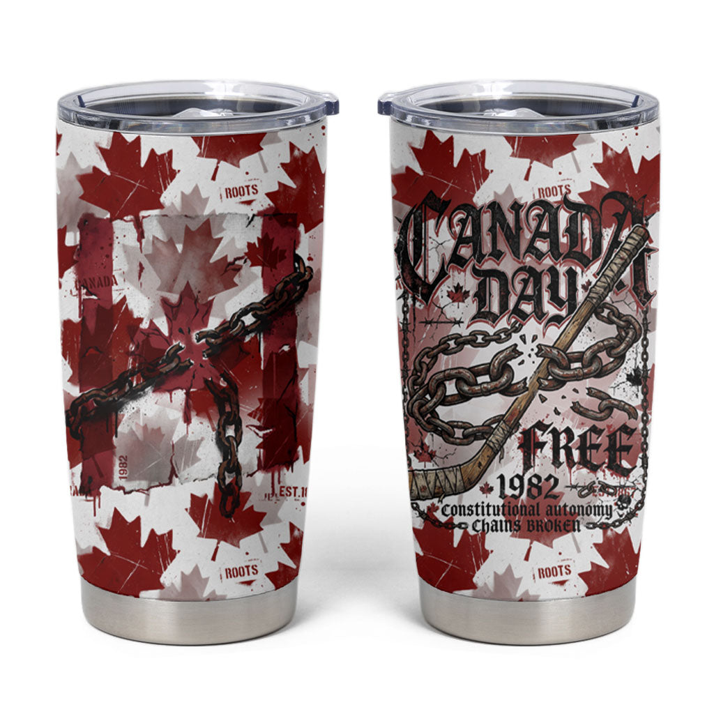 Canada Day Tumbler Cup Constitutional Autonomy 1982 Vintage - Broken Chains Freedom