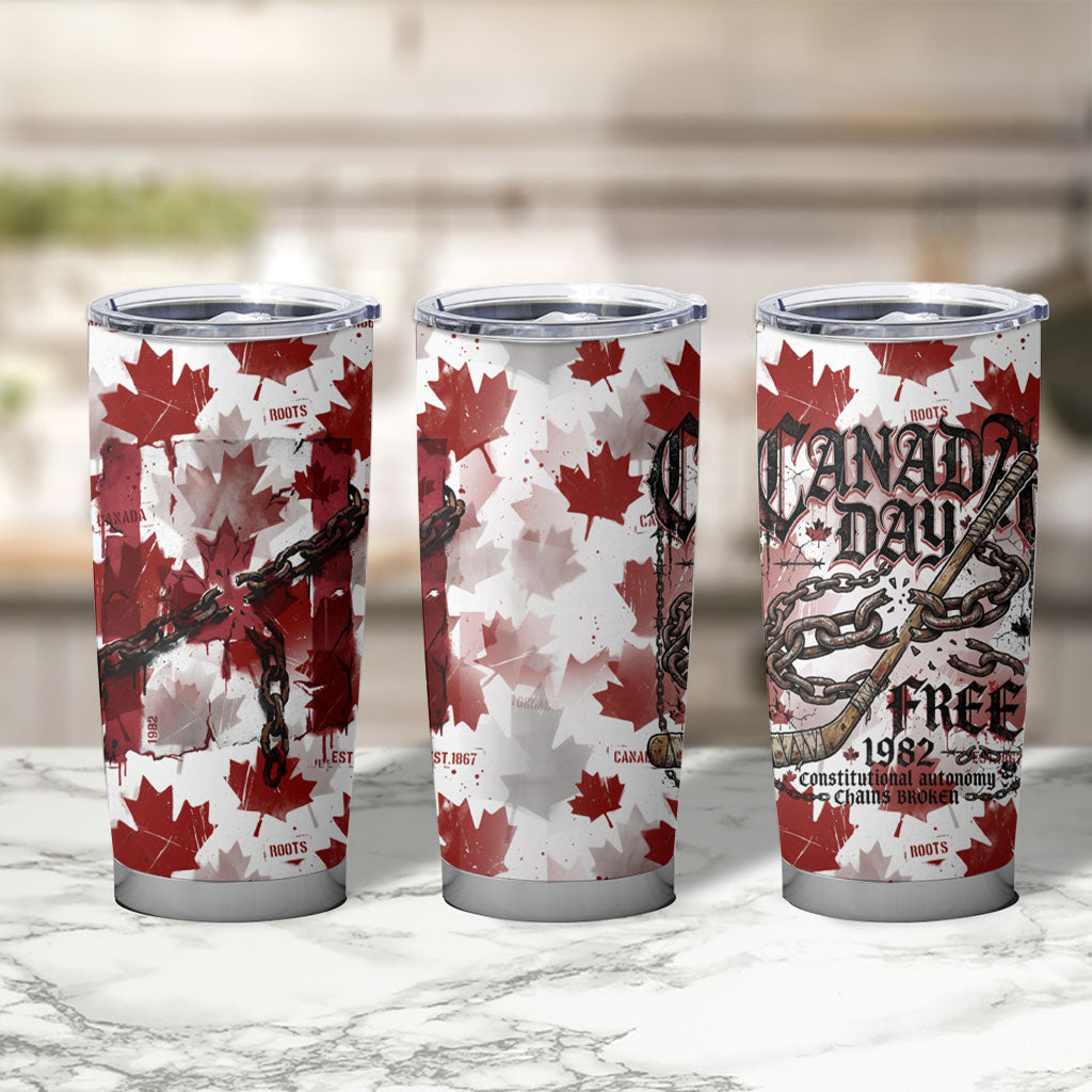 Canada Day Tumbler Cup Constitutional Autonomy 1982 Vintage - Broken Chains Freedom