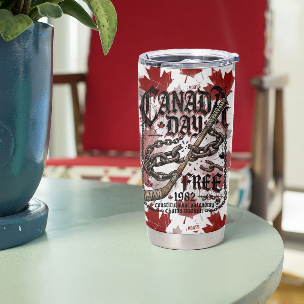 Canada Day Tumbler Cup Constitutional Autonomy 1982 Vintage - Broken Chains Freedom