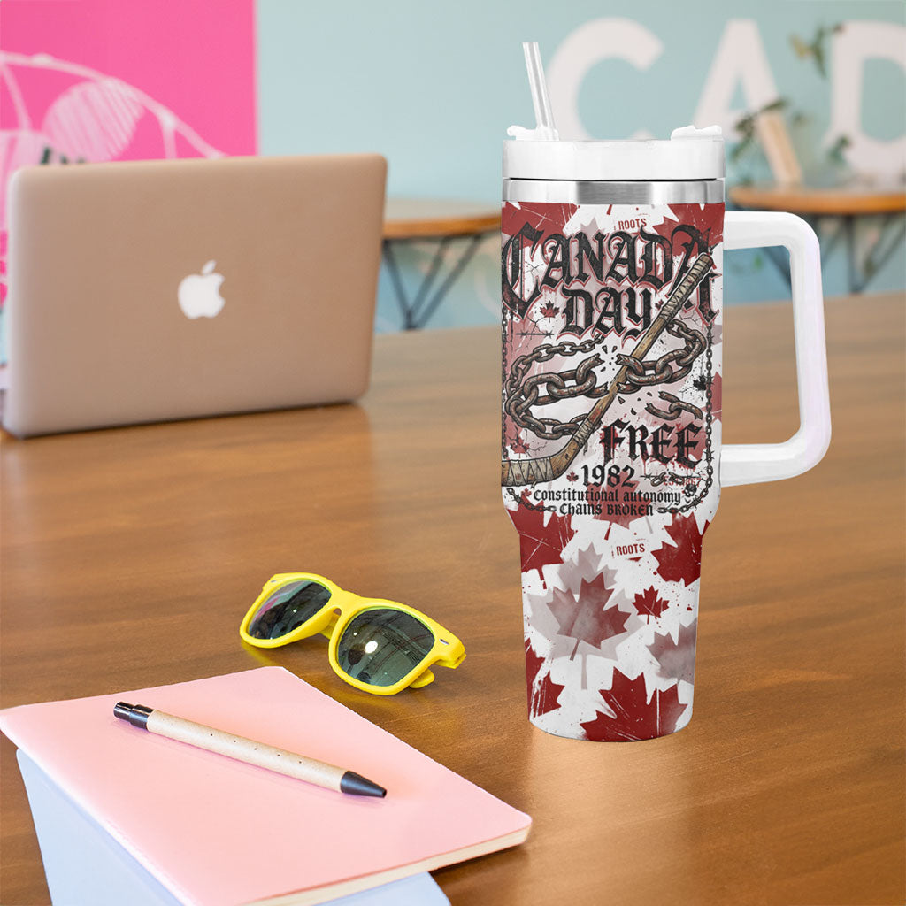 Canada Day Tumbler With Handle Constitutional Autonomy 1982 Vintage - Broken Chains Freedom