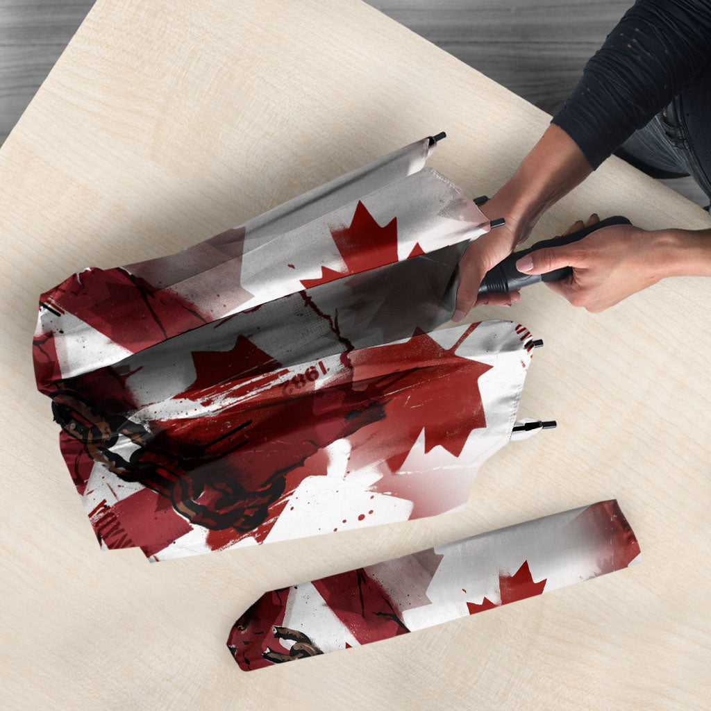 Canada Day Umbrella Constitutional Autonomy 1982 Vintage - Broken Chains Freedom