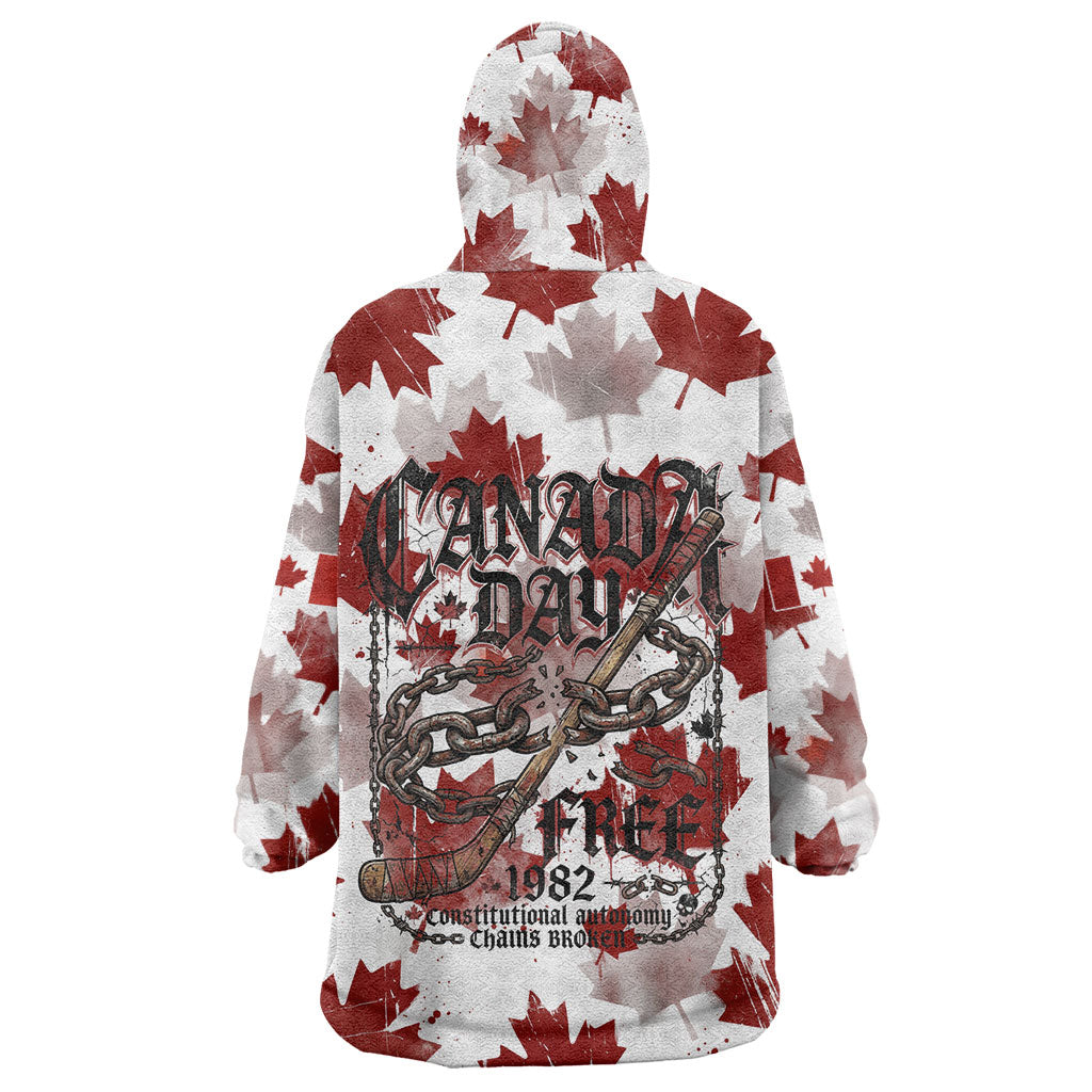 Canada Day Wearable Blanket Hoodie Constitutional Autonomy 1982 Vintage - Broken Chains Freedom