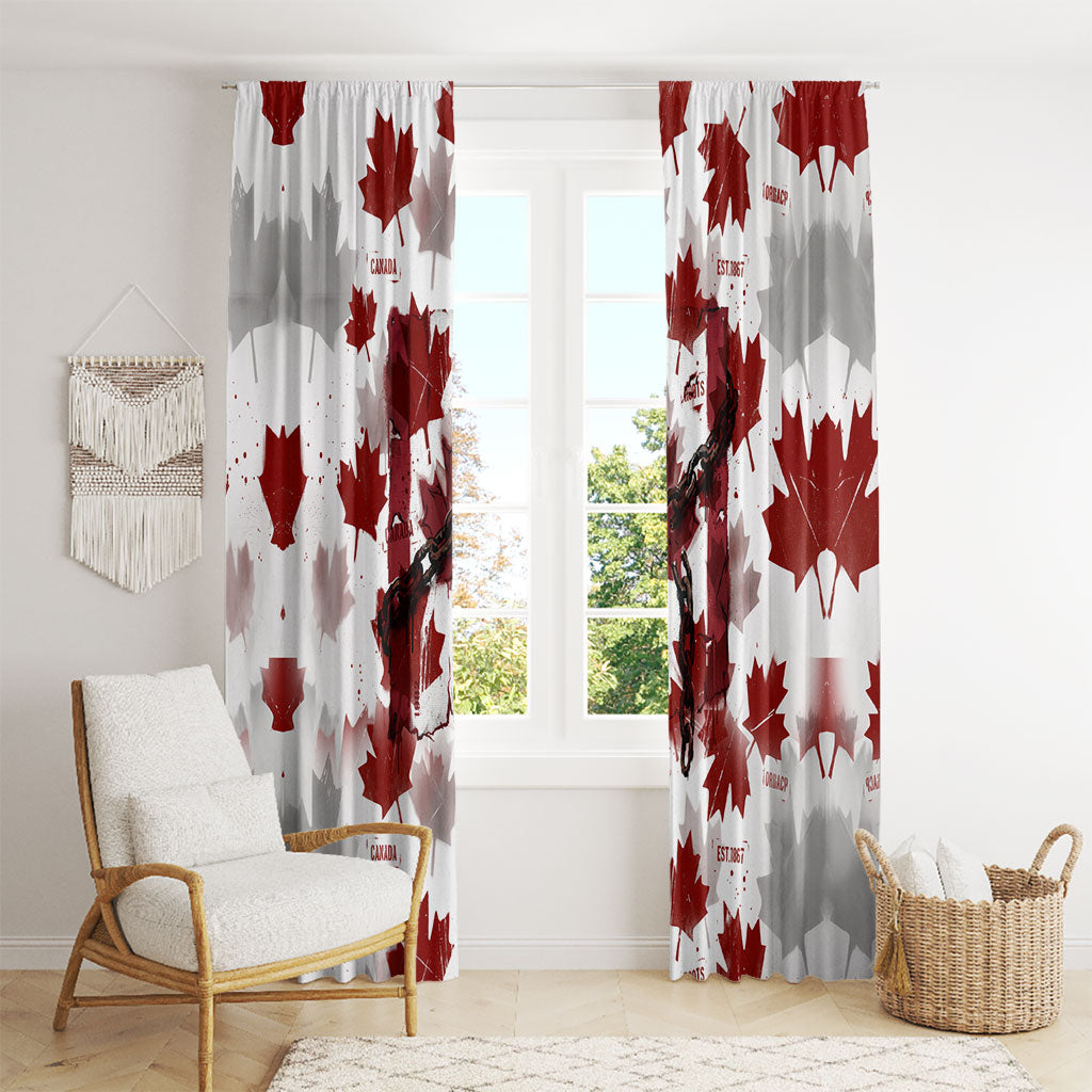 Canada Day Window Curtain Constitutional Autonomy 1982 Vintage - Broken Chains Freedom