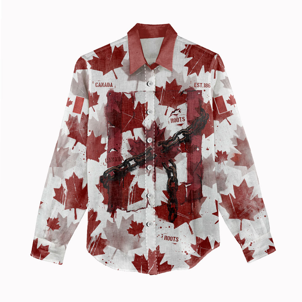 Canada Day Women Casual Shirt Constitutional Autonomy 1982 Vintage - Broken Chains Freedom