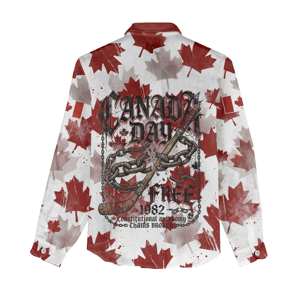 Canada Day Women Casual Shirt Constitutional Autonomy 1982 Vintage - Broken Chains Freedom