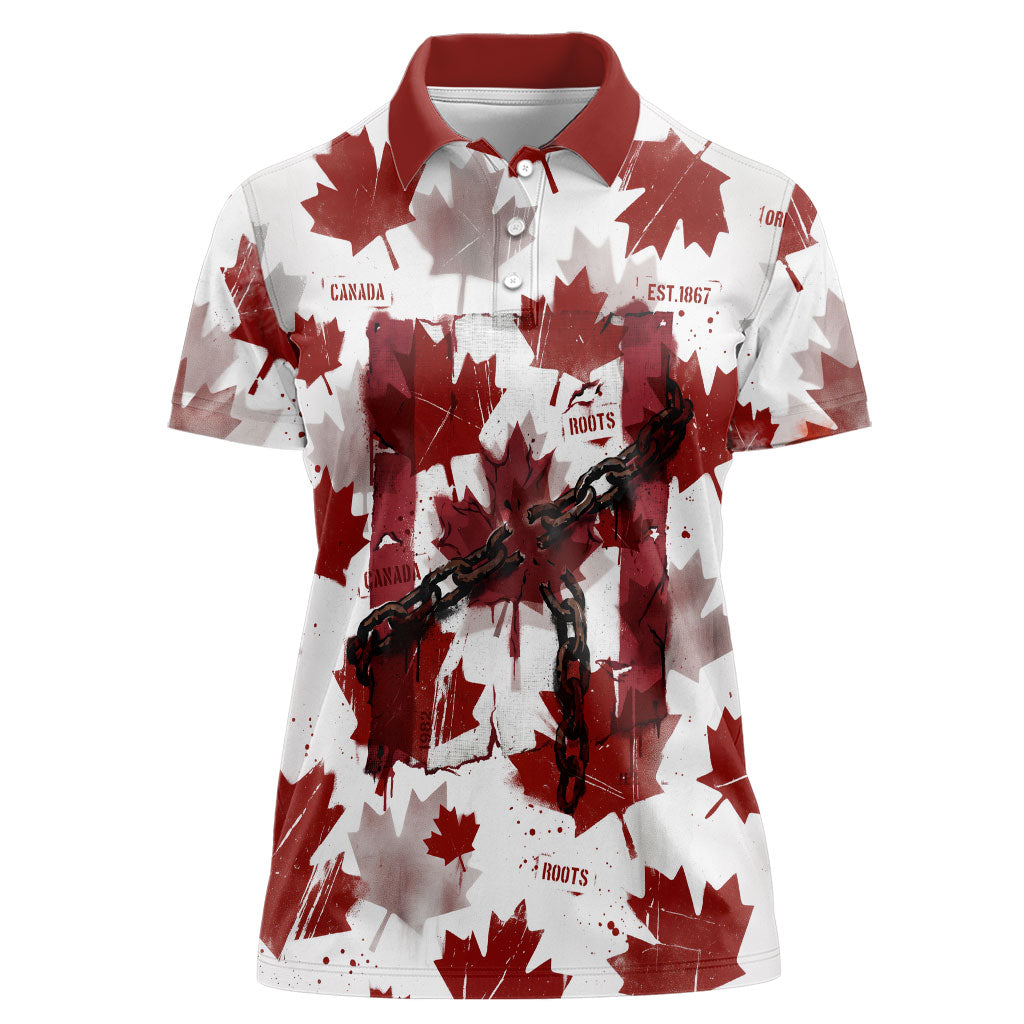 Canada Day Women Polo Shirt Constitutional Autonomy 1982 Vintage - Broken Chains Freedom