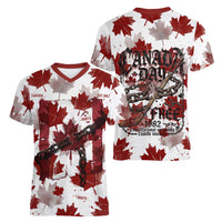 Canada Day Women V-Neck T-Shirt Constitutional Autonomy 1982 Vintage - Broken Chains Freedom