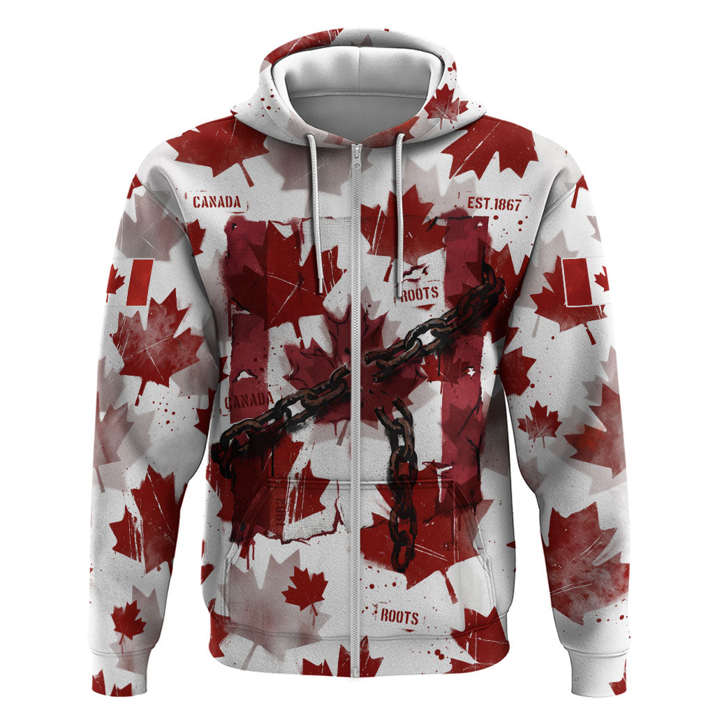 Canada Day Zip Hoodie Constitutional Autonomy 1982 Vintage - Broken Chains Freedom