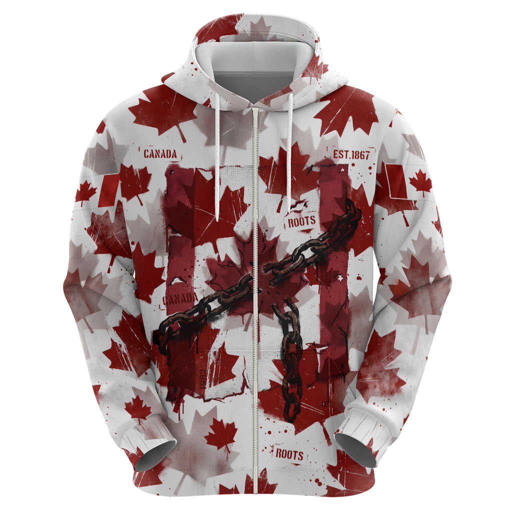 Canada Day Zip Hoodie Constitutional Autonomy 1982 Vintage - Broken Chains Freedom