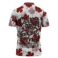 Canada Day Zipper Polo Shirt Constitutional Autonomy 1982 Vintage - Broken Chains Freedom