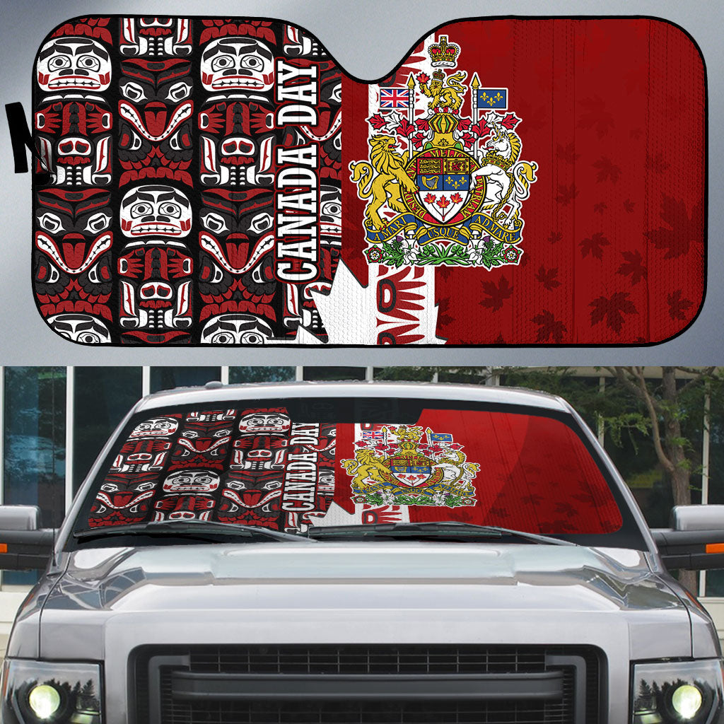 Canada Day Indigenous First Nations Auto Sun Shade Tribal Haida Totem Art One Nation