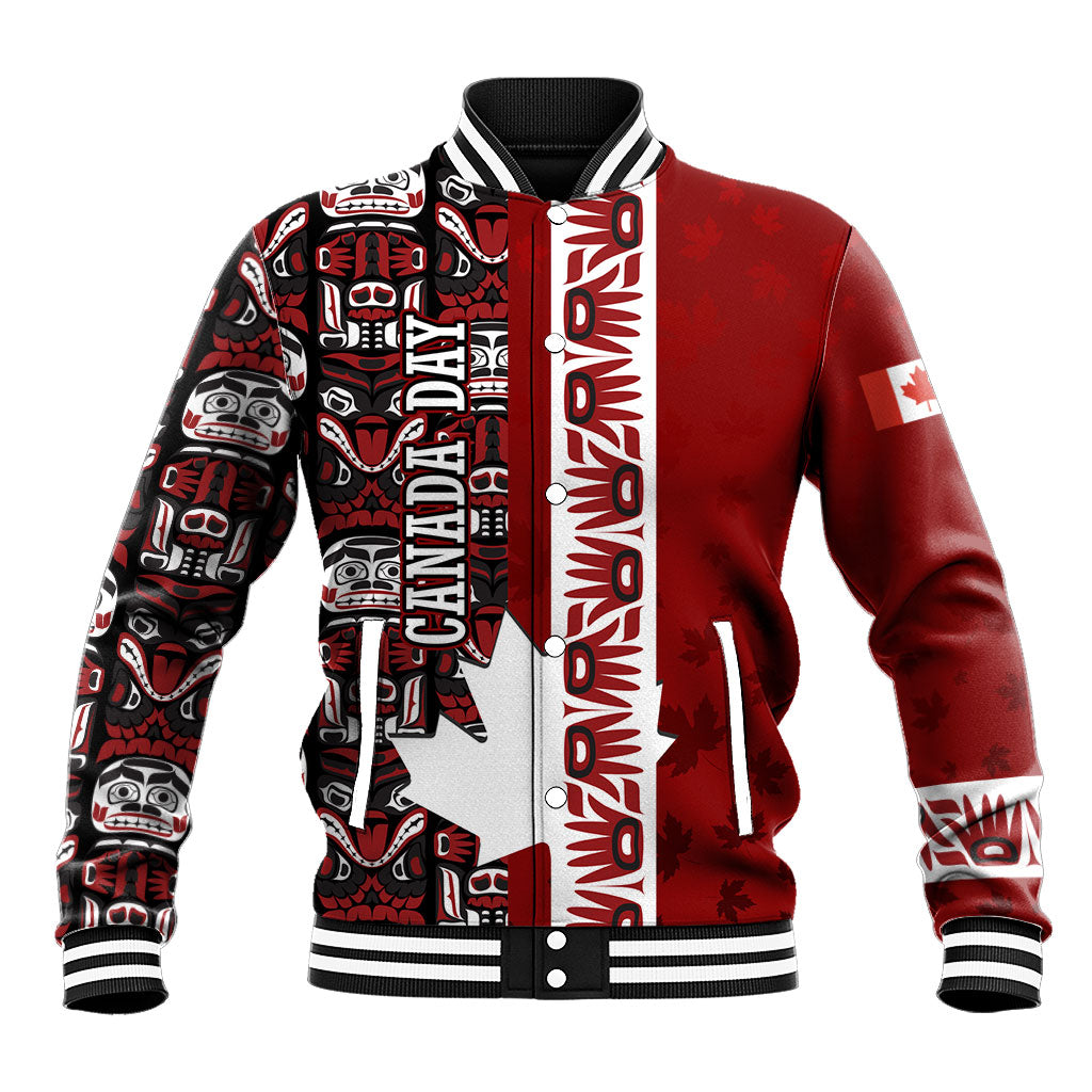 Canada Day Indigenous First Nations Baseball Jacket Tribal Haida Totem Art One Nation