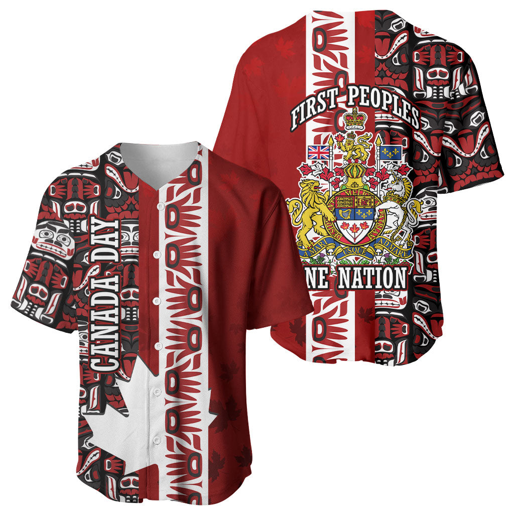 Canada Day Indigenous First Nations Baseball Jersey Tribal Haida Totem Art One Nation
