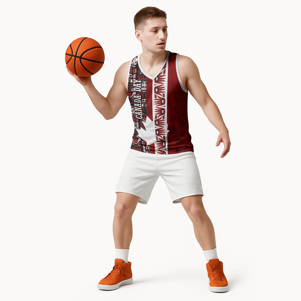 Canada Day Indigenous First Nations Basketball Jersey Tribal Haida Totem Art One Nation