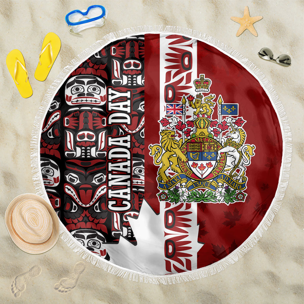 Canada Day Indigenous First Nations Beach Blanket Tribal Haida Totem Art One Nation
