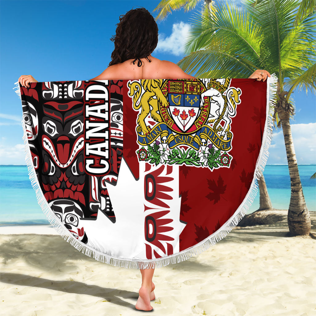 Canada Day Indigenous First Nations Beach Blanket Tribal Haida Totem Art One Nation