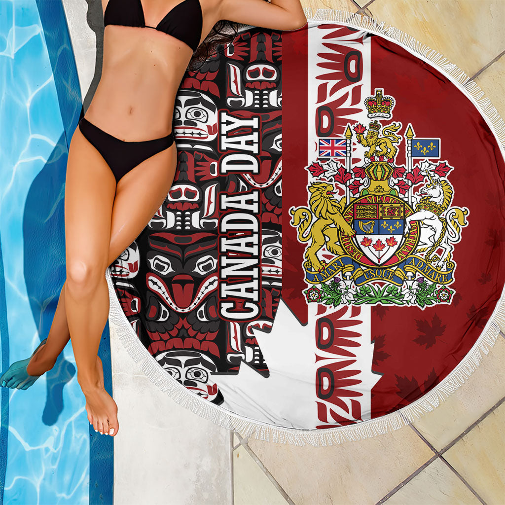 Canada Day Indigenous First Nations Beach Blanket Tribal Haida Totem Art One Nation