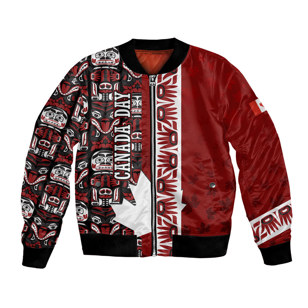 Canada Day Indigenous First Nations Bomber Jacket Tribal Haida Totem Art One Nation