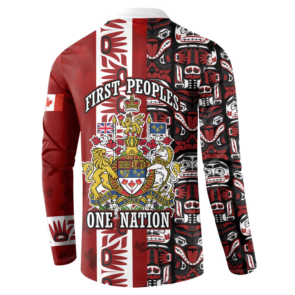 Canada Day Indigenous First Nations Button Sweatshirt Tribal Haida Totem Art One Nation