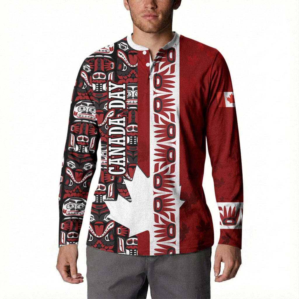 Canada Day Indigenous First Nations Button Sweatshirt Tribal Haida Totem Art One Nation