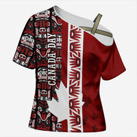 Canada Day Indigenous First Nations Cross Shoulder Shirt Tribal Haida Totem Art One Nation