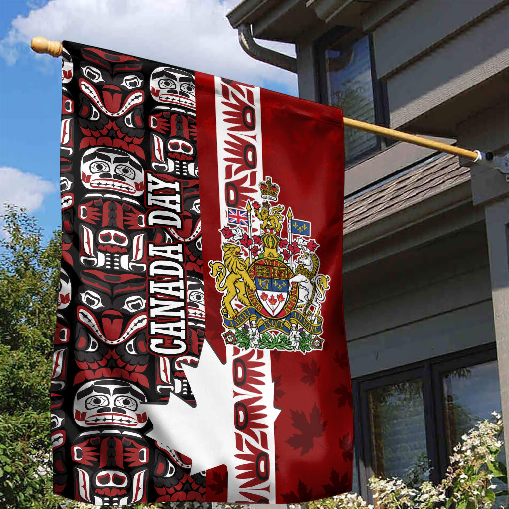 Canada Day Indigenous First Nations Garden Flag Tribal Haida Totem Art One Nation