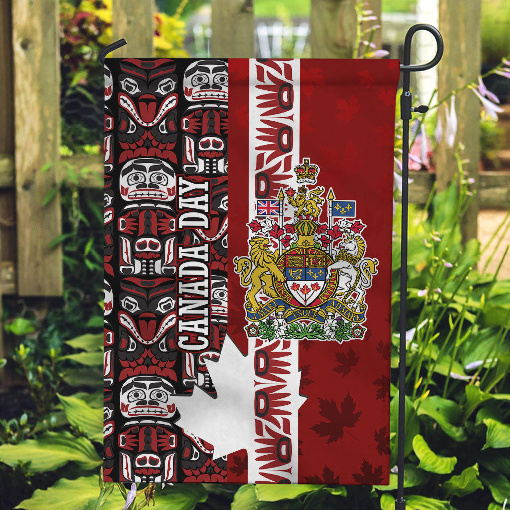 Canada Day Indigenous First Nations Garden Flag Tribal Haida Totem Art One Nation