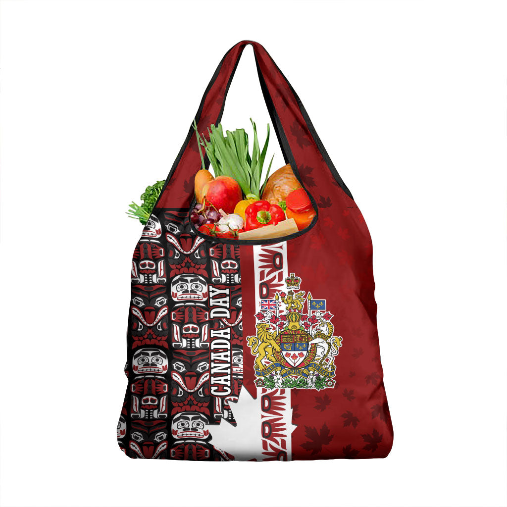 Canada Day Indigenous First Nations Grocery Bag Tribal Haida Totem Art One Nation