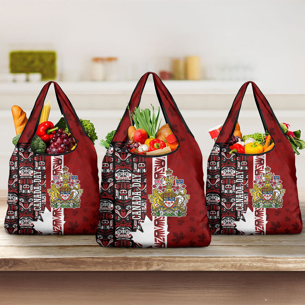Canada Day Indigenous First Nations Grocery Bag Tribal Haida Totem Art One Nation