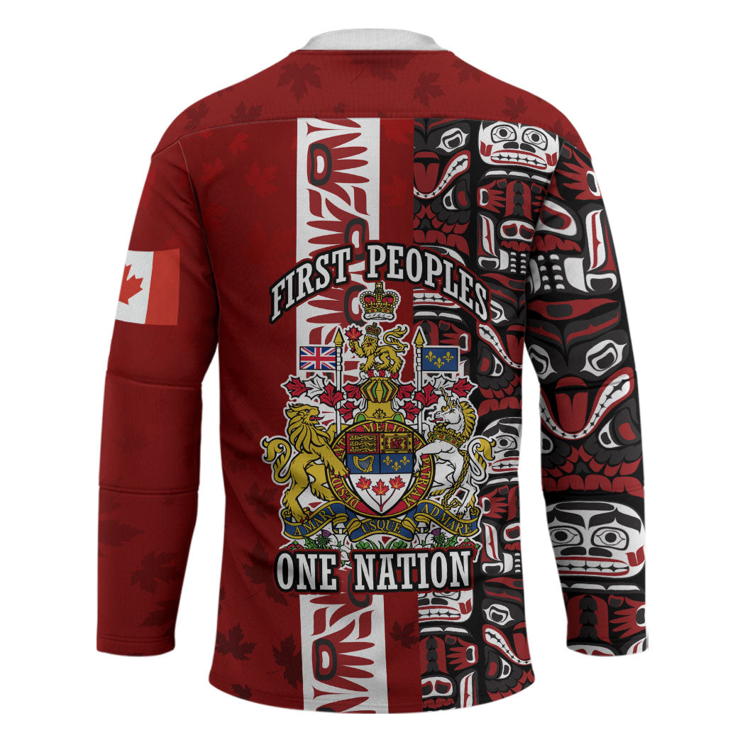 Canada Day Indigenous First Nations Hockey Jersey Tribal Haida Totem Art One Nation