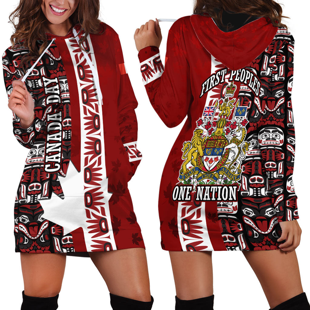 Canada Day Indigenous First Nations Hoodie Dress Tribal Haida Totem Art One Nation