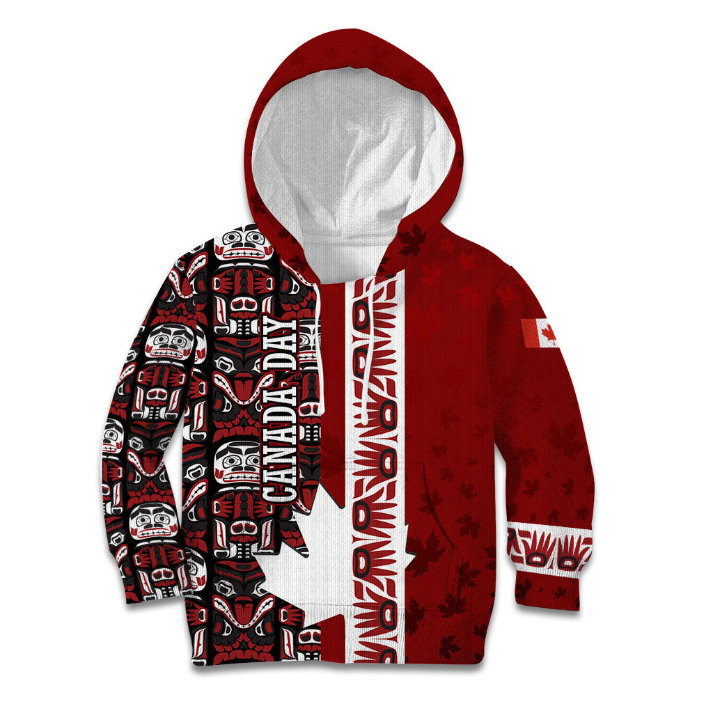 Canada Day Indigenous First Nations Kid Hoodie Tribal Haida Totem Art One Nation