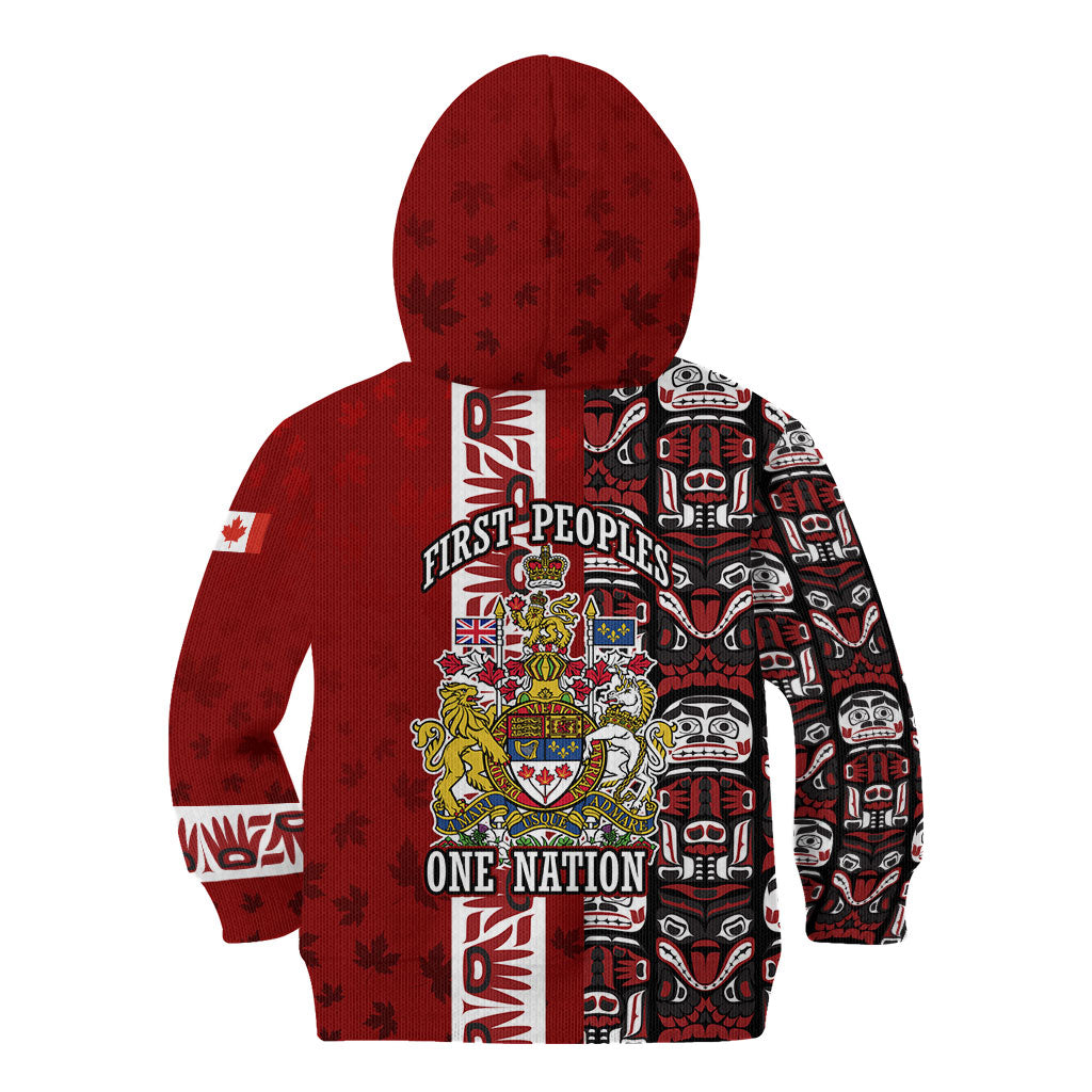 Canada Day Indigenous First Nations Kid Hoodie Tribal Haida Totem Art One Nation