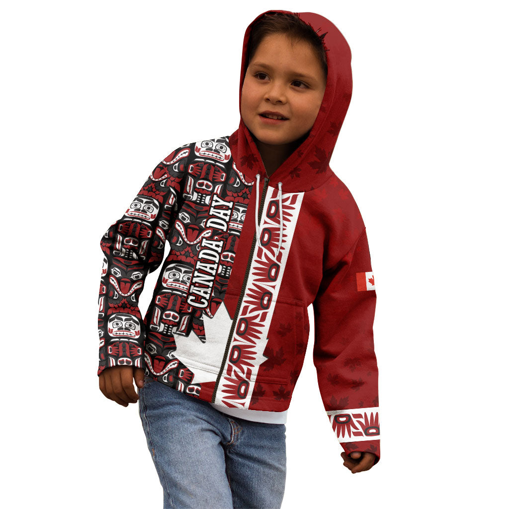 Canada Day Indigenous First Nations Kid Hoodie Tribal Haida Totem Art One Nation