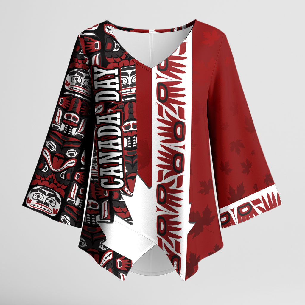 Canada Day Indigenous First Nations Kimono Sleeve Blouse Tribal Haida Totem Art One Nation