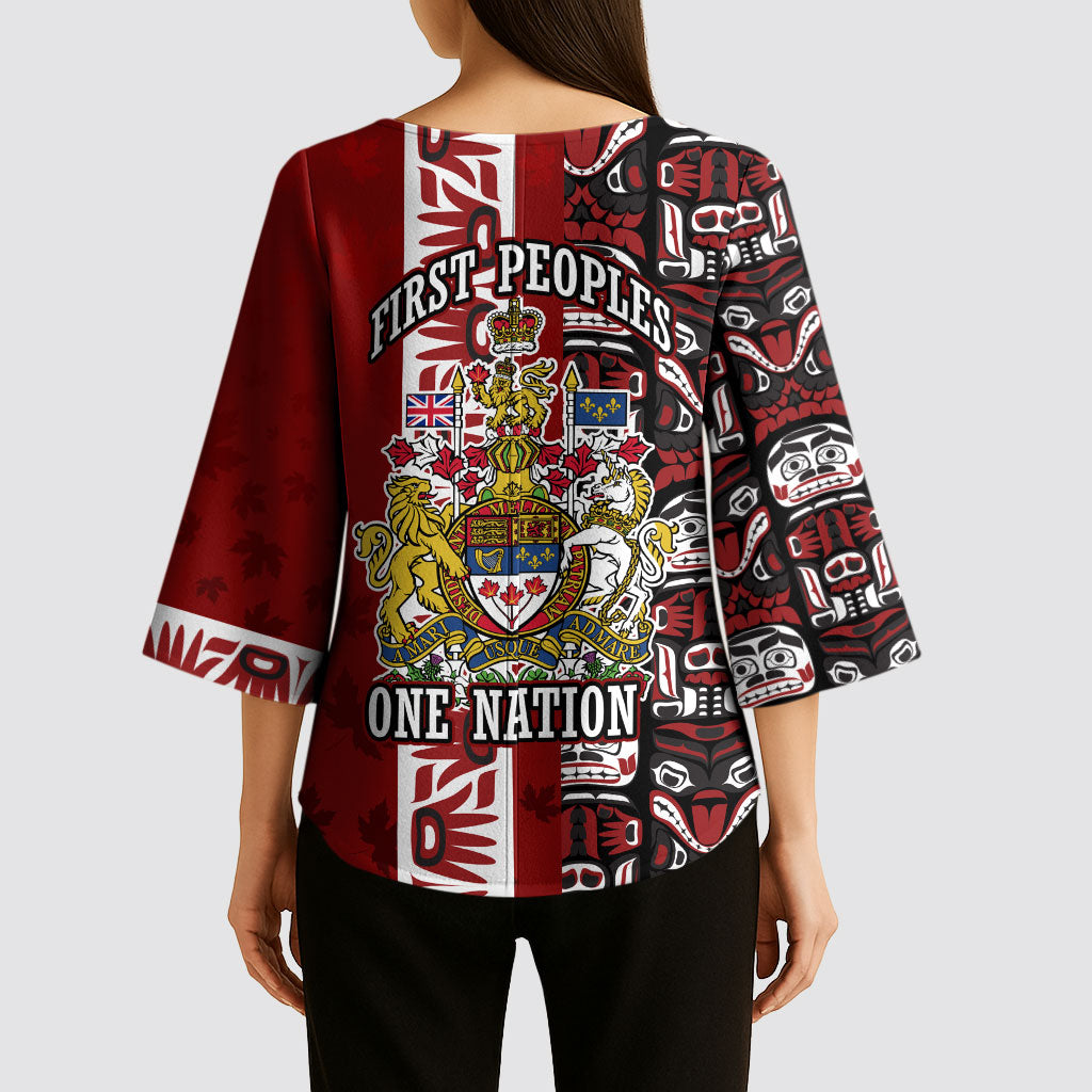 Canada Day Indigenous First Nations Kimono Sleeve Blouse Tribal Haida Totem Art One Nation