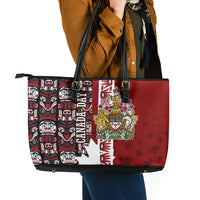 Canada Day Indigenous First Nations Leather Tote Bag Tribal Haida Totem Art One Nation
