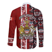 Canada Day Indigenous First Nations Long Sleeve Button Shirt Tribal Haida Totem Art One Nation