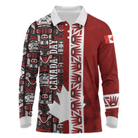Canada Day Indigenous First Nations Long Sleeve Polo Shirt Tribal Haida Totem Art One Nation