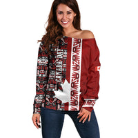Canada Day Indigenous First Nations Off Shoulder Sweater Tribal Haida Totem Art One Nation